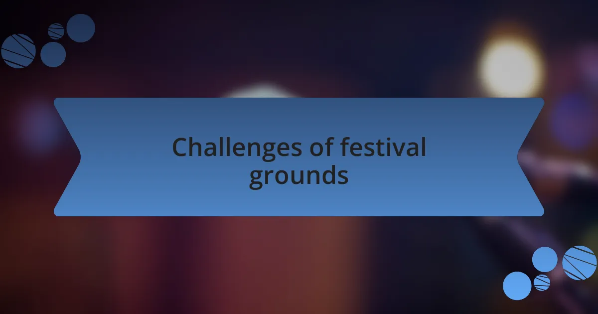 Challenges of festival grounds